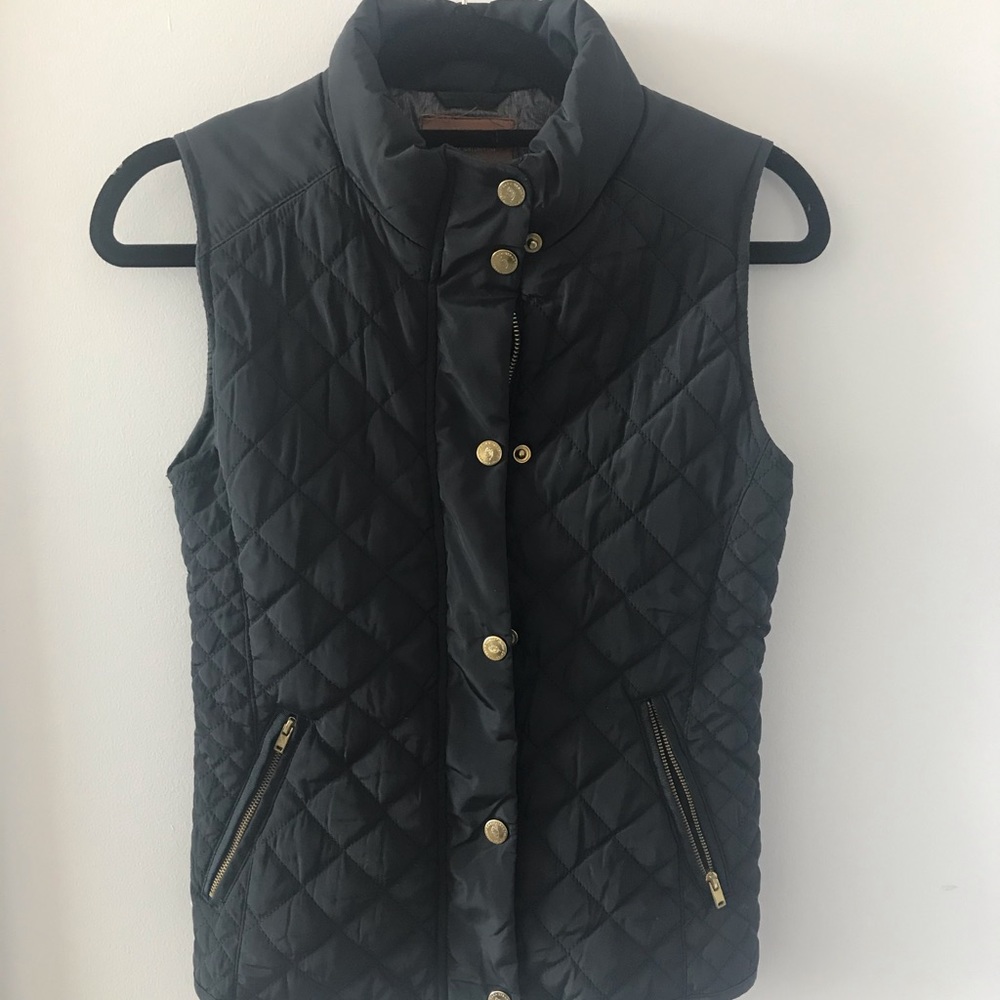ZARA GIRLS blue winter vest button & zip pocket